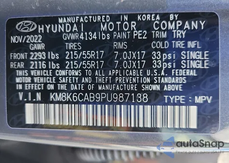 2023 Hyundai Kona Sel from USA, damaged, VIN KM8K6CAB9PU987138